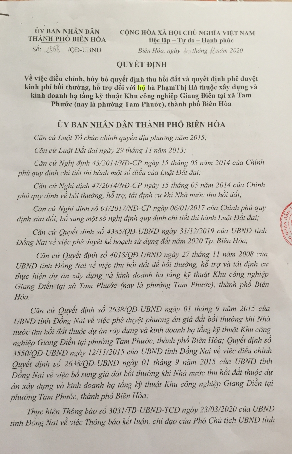 Thu hồi đất và giải quyết khiếu nại theo 