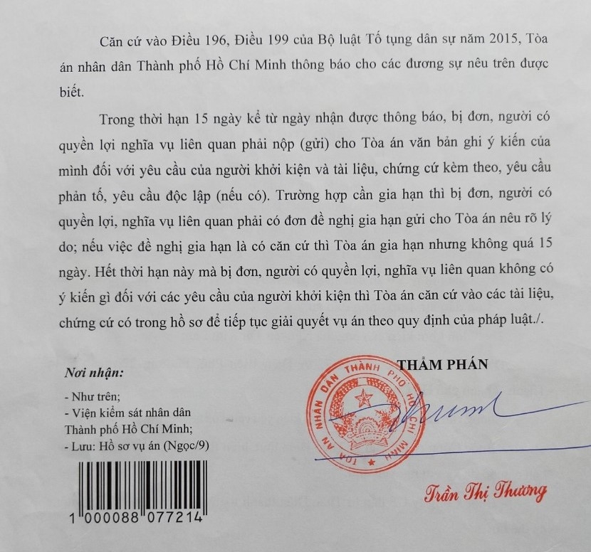 TAND TP. Hồ Chí Minh giải quyết vụ án dân sự: Nguyên đơn kêu cứu Viện trưởng Viện Kiểm sát nhân dân Tối cao