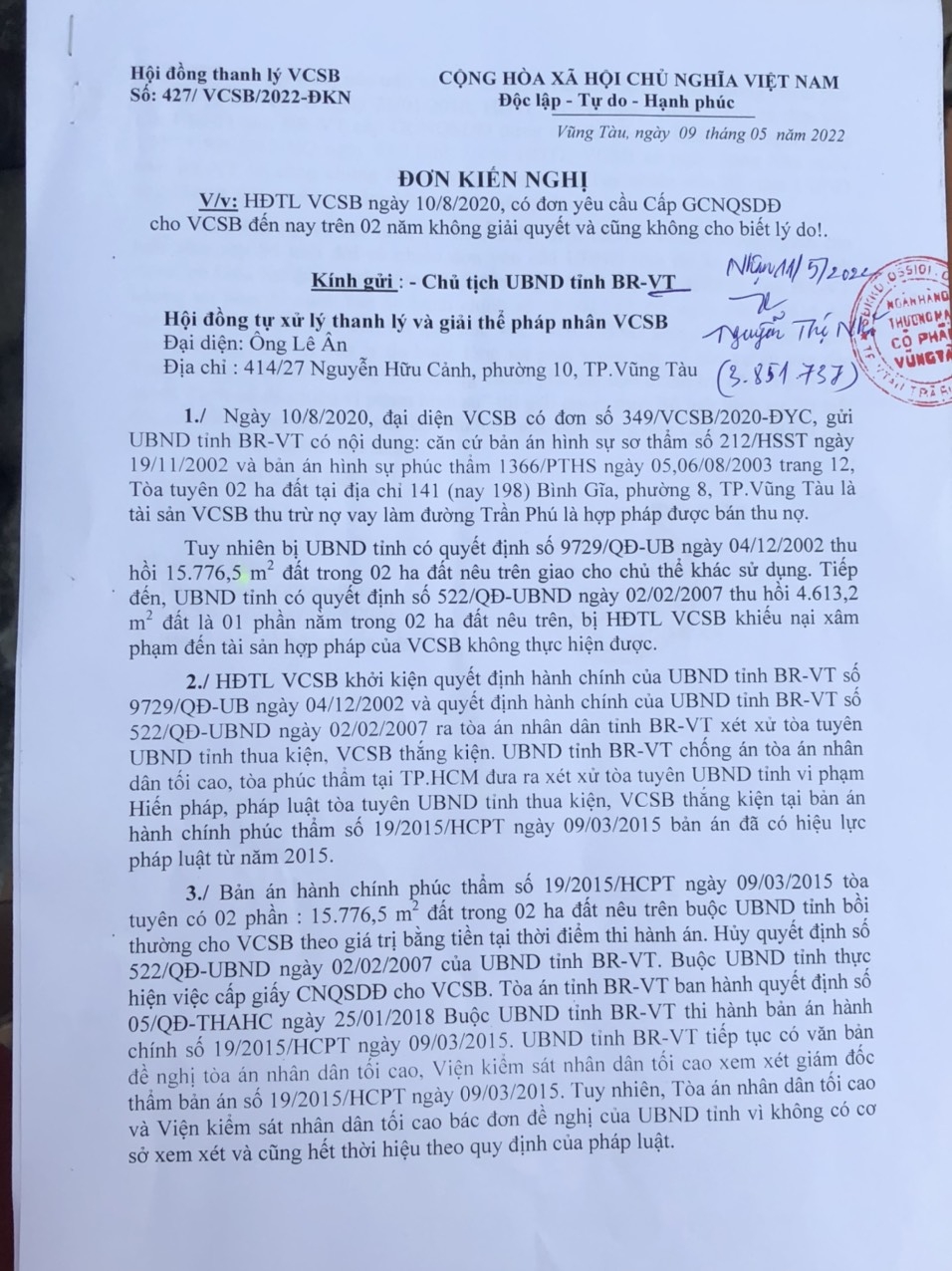 Đại gia Lê Ân yêu cầu cấp sổ đỏ theo quyết định của bản án hành chính có hiệu lực pháp luật từ năm 2015