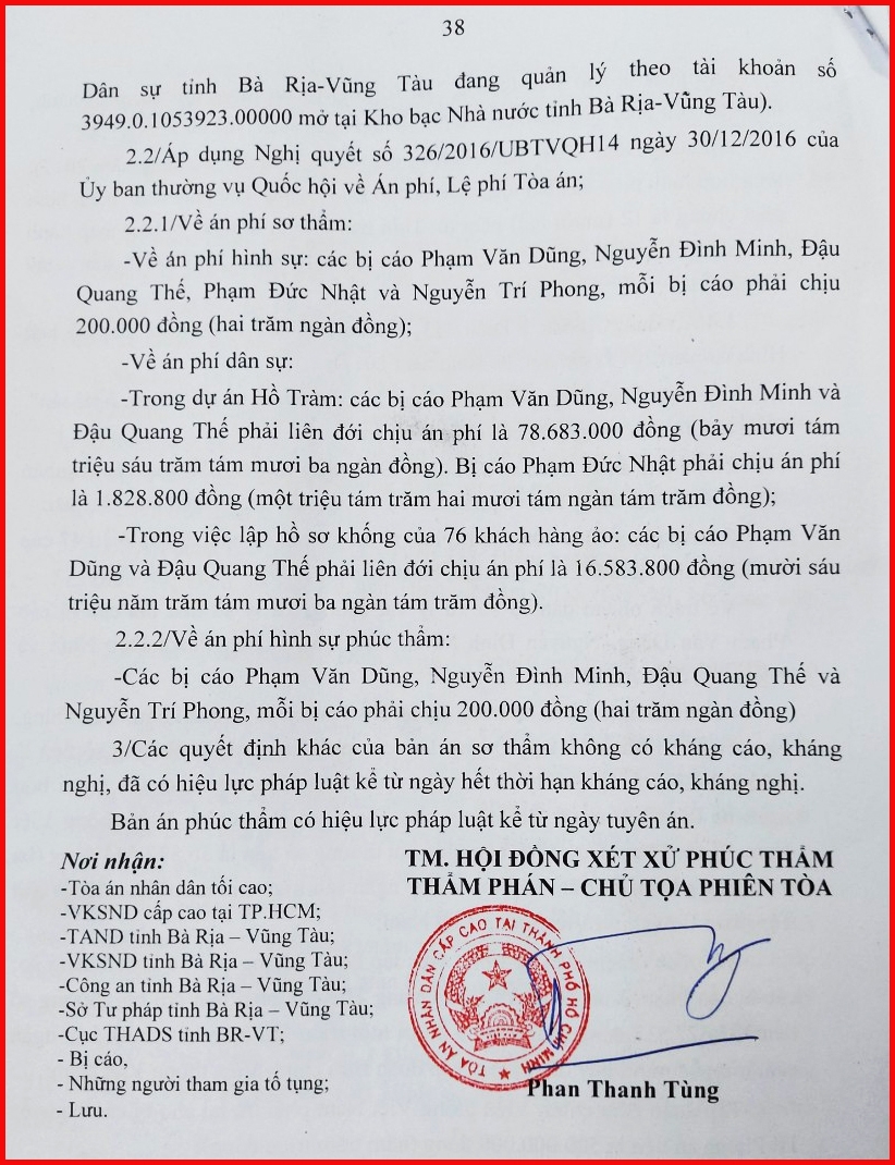 Vụ án Tham ô tài sản, Mua bán trái phép hóa đơn ở Trung tâm Viễn thông Xuyên Mộc: “Không đủ căn cứ để buộc tội Tham ô”
