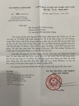 Viết tiếp vụ ông Lê Trí Minh tố cáo Chủ tịch UBND huyện Phú Quốc: Phó Thủ tướng Trương Hòa Bình chỉ đạo giải quyết, báo cáo Thủ tướng Chính phủ