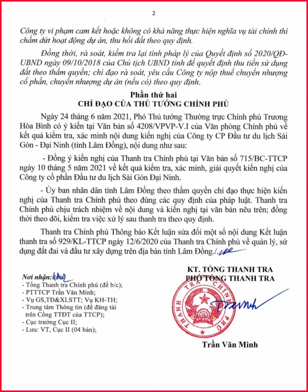 Lâm Đồng: Thanh tra Chính phủ rút yêu cầu thu hồi dự án Hồ Đại Ninh