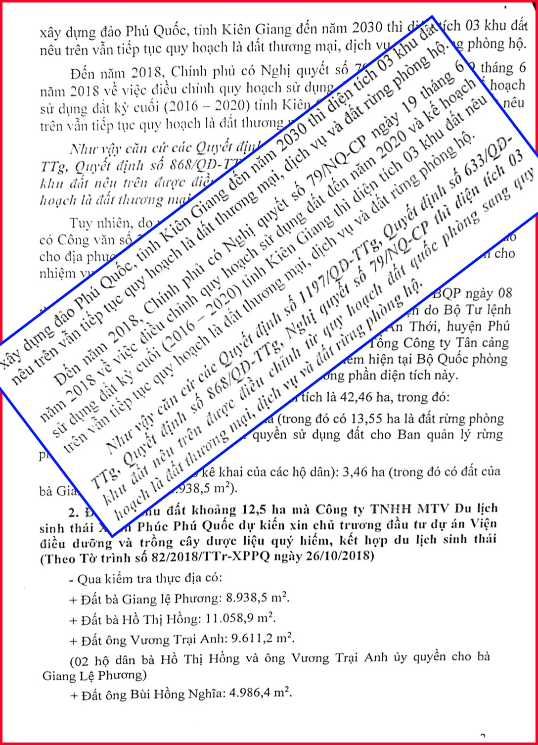 Tỉnh Kiên Giang: Sao chưa giải quyết dứt điểm việc thực hiện “Dự án Viện điều dưỡng và Trồng cây dược liệu kết hợp du lịch sinh thái”?