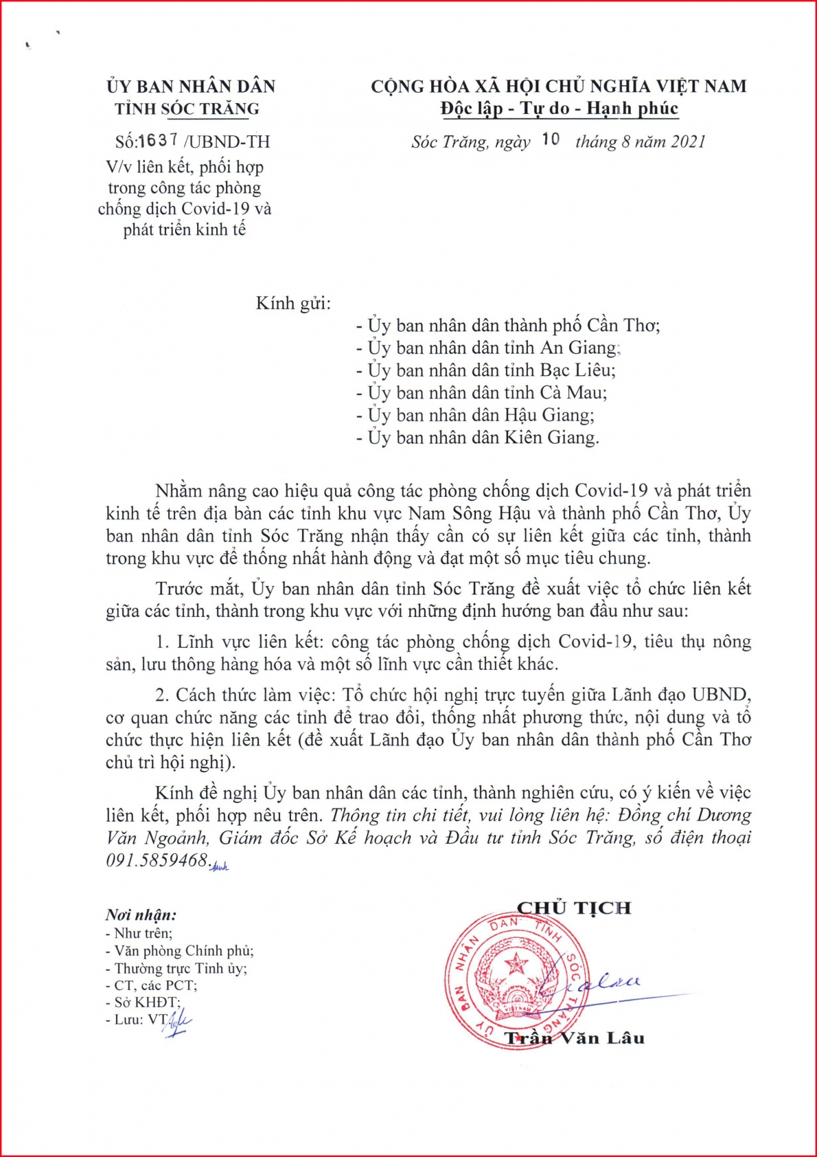 Chủ tịch tỉnh Sóc Trăng đề xuất liên kết 6 tỉnh miền Tây phòng, chống dịch Covid-19 Chủ tịch tỉnh Sóc Trăng đề xuất liên kết 6 tỉnh miền Tây phòng, chống dịch Covid-19