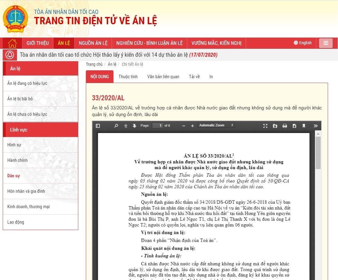 Vụ kiện đòi lại đất đã chuyển nhượng hơn 40 năm: TAND Tối cao Quyết định kháng nghị giám đốc thẩm