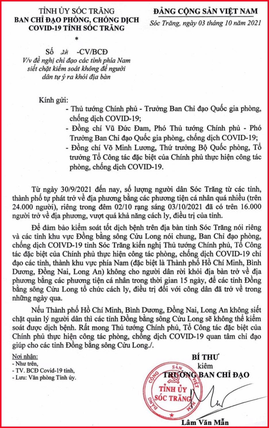 Sóc Trăng kêu gọi hạn chế ra đường, kiến nghị tạm ngưng cho người dân tự về quê