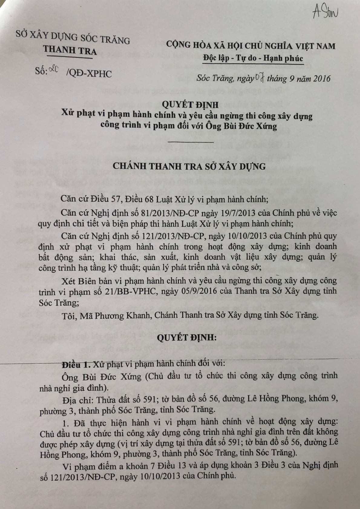 TP Sóc Trăng, tỉnh Sóc Trăng: Công trình xây dựng trái phép, sao xử phạt … cho tồn tại (?!)