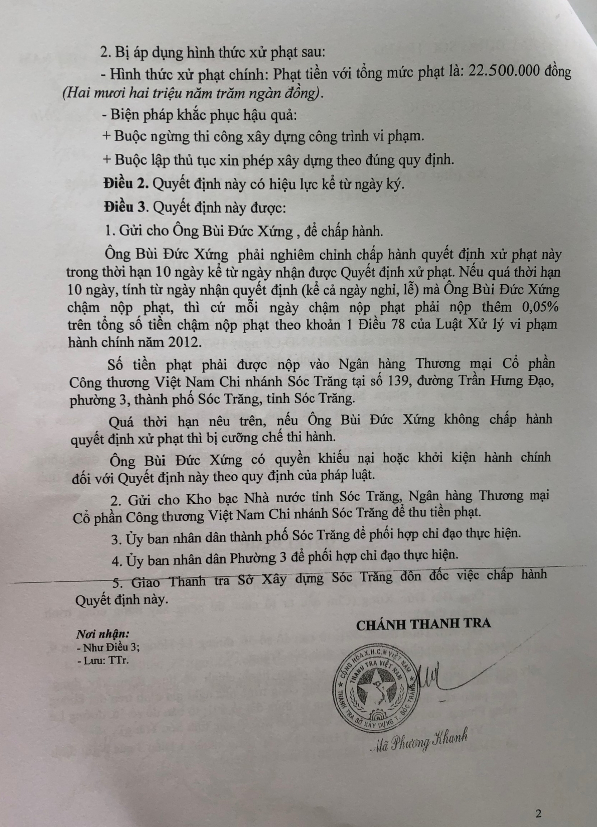TP Sóc Trăng, tỉnh Sóc Trăng: Công trình xây dựng trái phép, sao xử phạt … cho tồn tại (?!)
