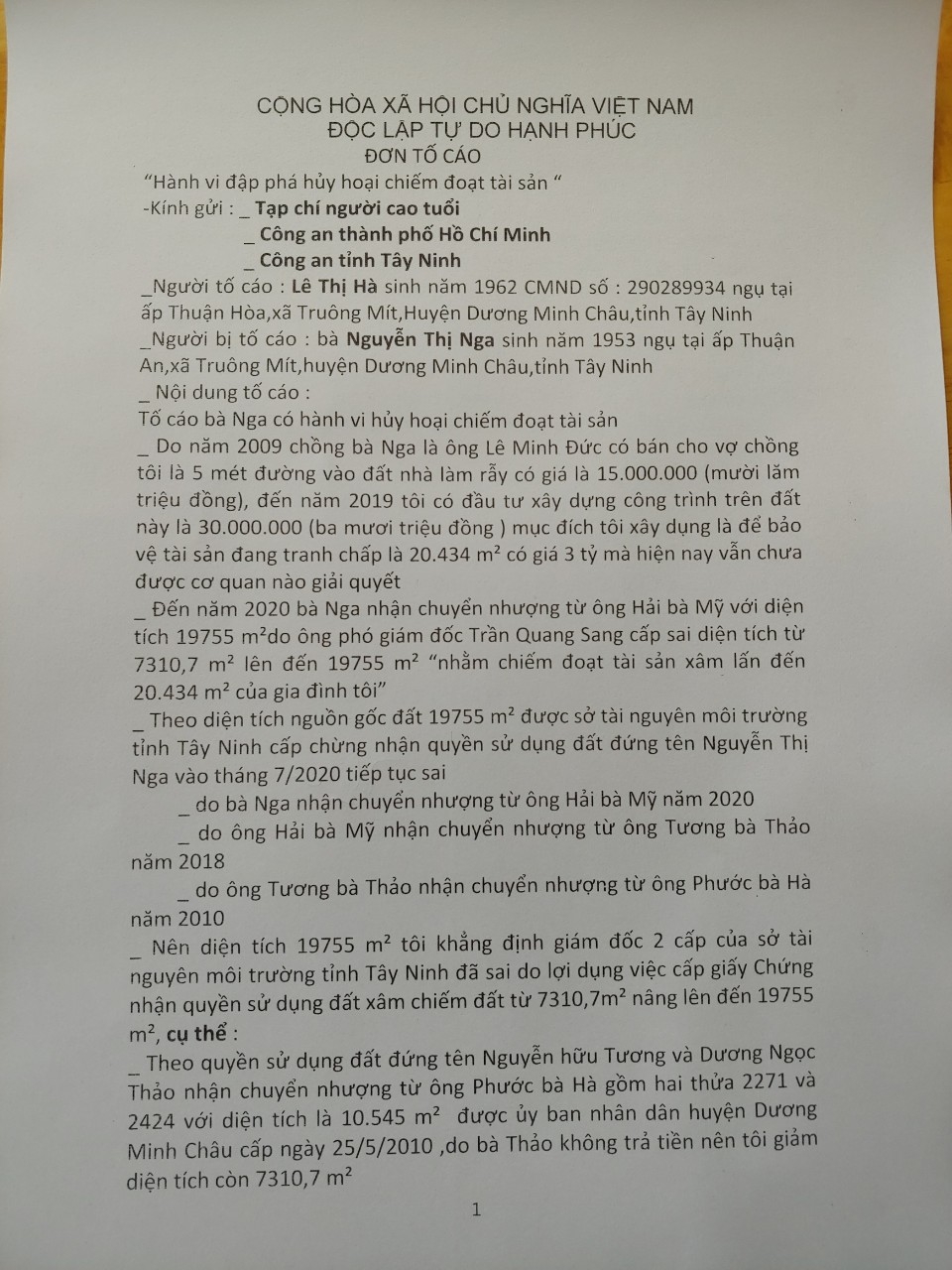 Tây Ninh: Cố ý hủy hoại tài sản, cần xử lý dứt điểm!