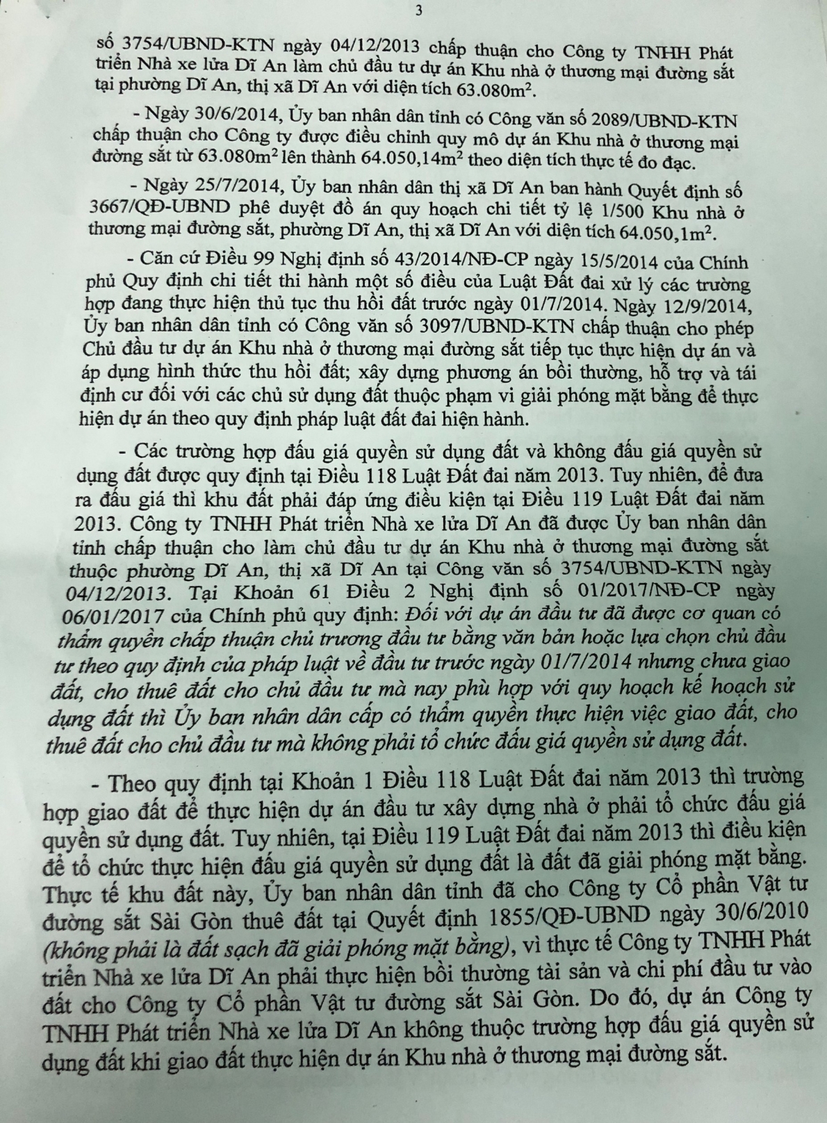 Dự án Khu nhà ở thương mại đường sắt Dĩ An: UBND tỉnh Bình Dương kiến nghị Thủ tướng Chính phủ xem xét, chỉ đạo