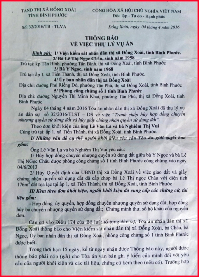 Tỉnh Bình Phước: Nhà đất tranh chấp, Tòa đang giải quyết nhưng vẫn chứng nhận việc chuyển nhượng (!)