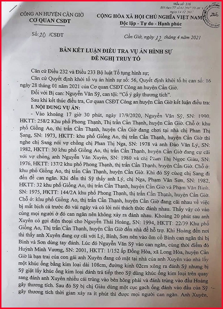 ​​​​​​​Vụ án “cố ý gây thương tích” ở huyện Cần Giờ- TP. Hồ Chí Minh: Có dấu hiệu bỏ lọt tội phạm (!)
