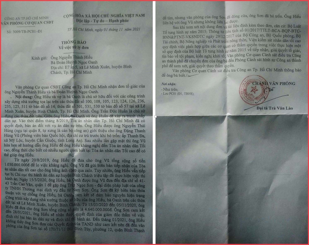 Viết tiếp bài “Nguy cơ mất trắng 5,5 tỉ đồng vì “gửi trứng cho ác”(!)”: Người bị hại tiếp tục tố cáo