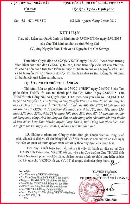 Viện KSND Tối cao kết luận nhiều vi phạm tại Cục THADS tỉnh Đồng Nai