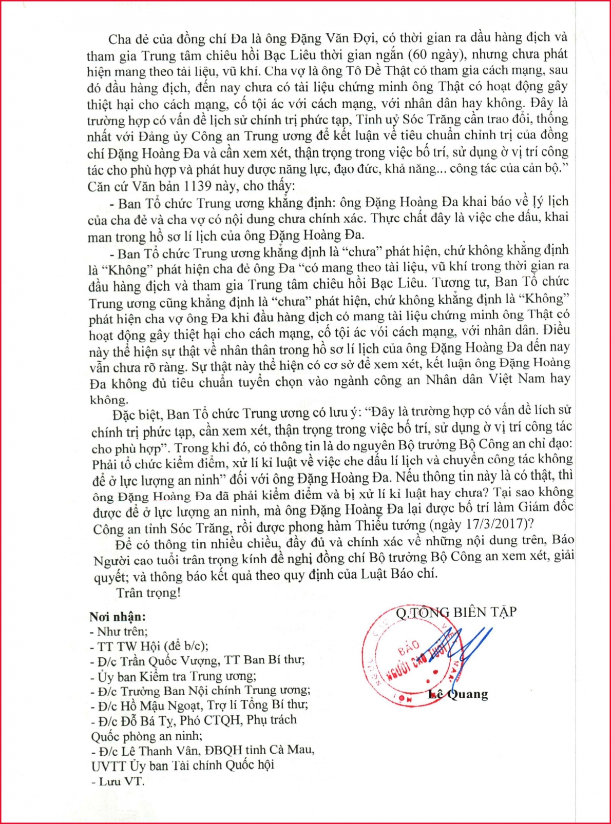 Về chính quyền, bao giờ Bộ Công an xem xét xử lý ?