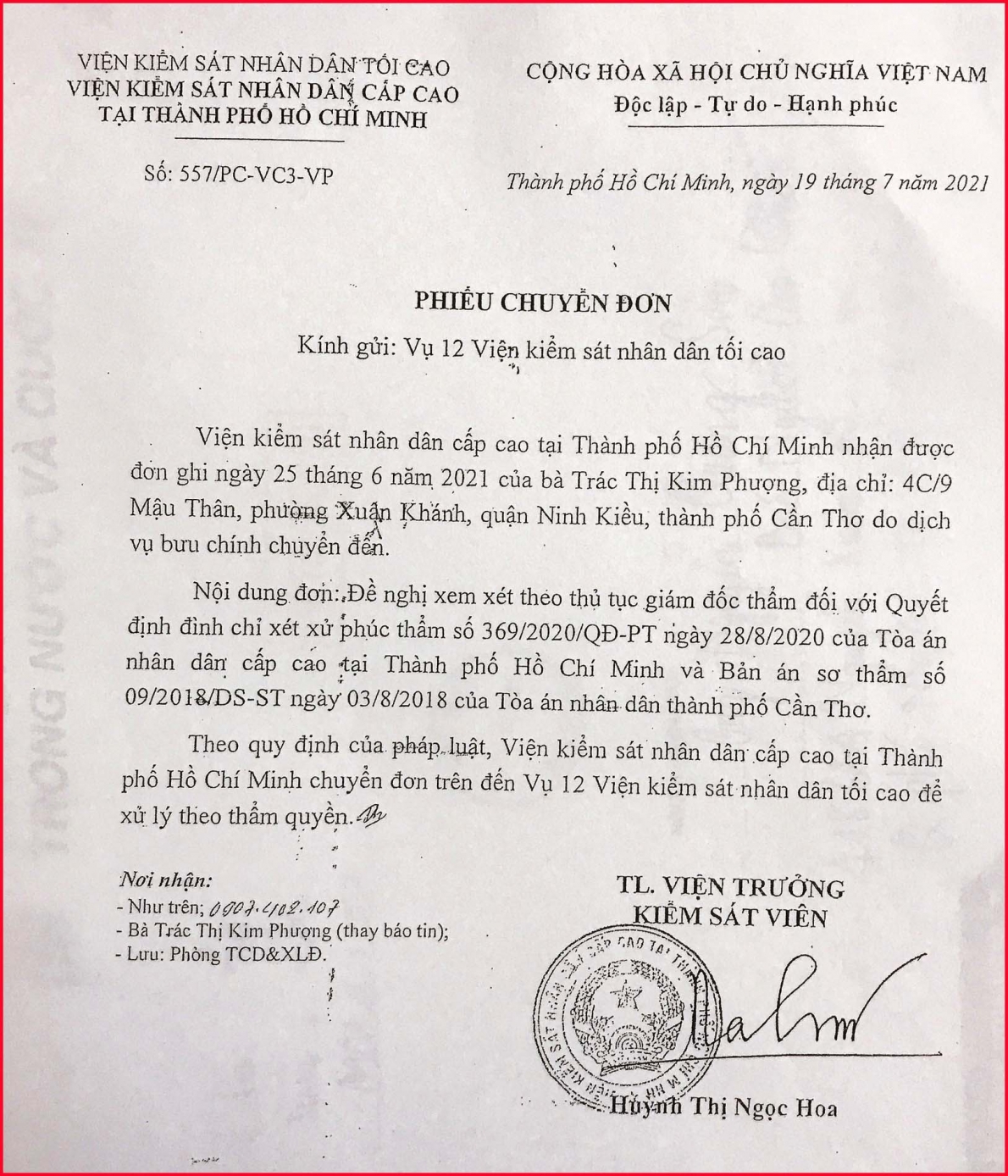 ​​​​​​​Trông chờ một quyết định giám đốc thẩm khách quan, đúng pháp luật!