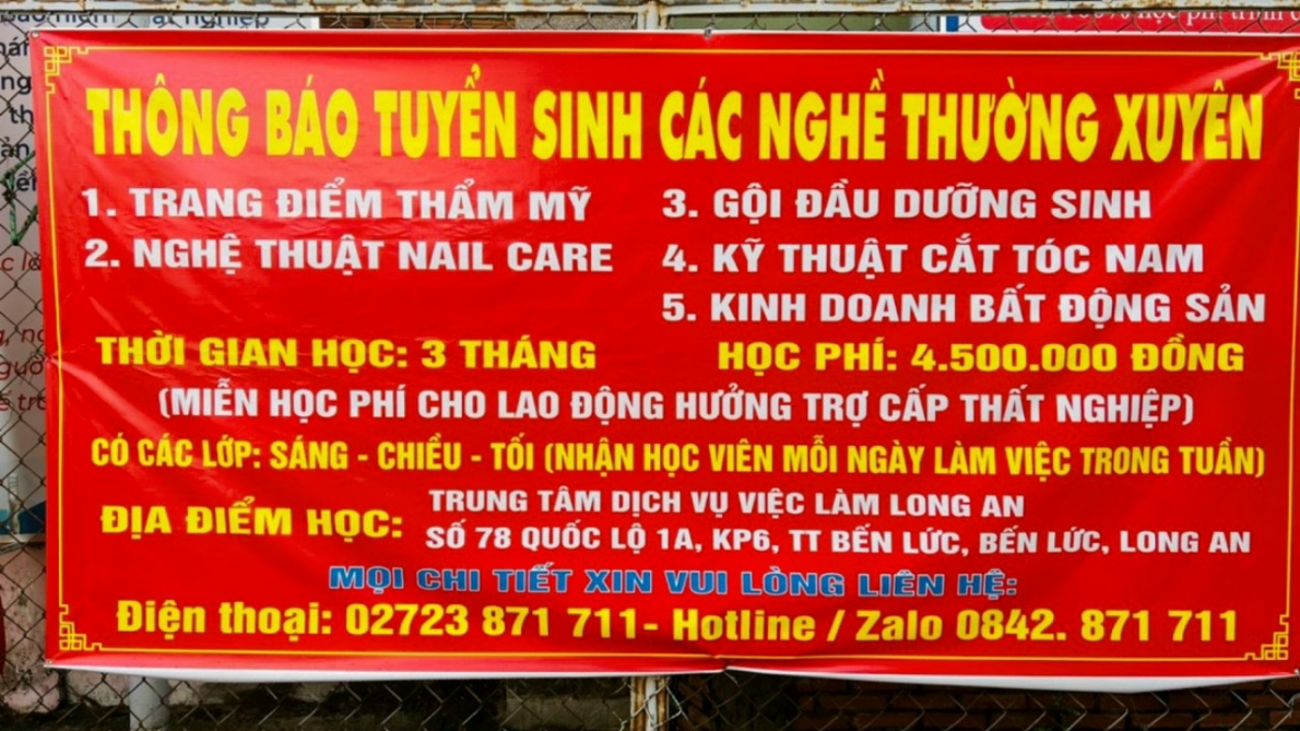Tỉnh Long An: Khai giảng các lớp nghề trình độ thường xuyên
