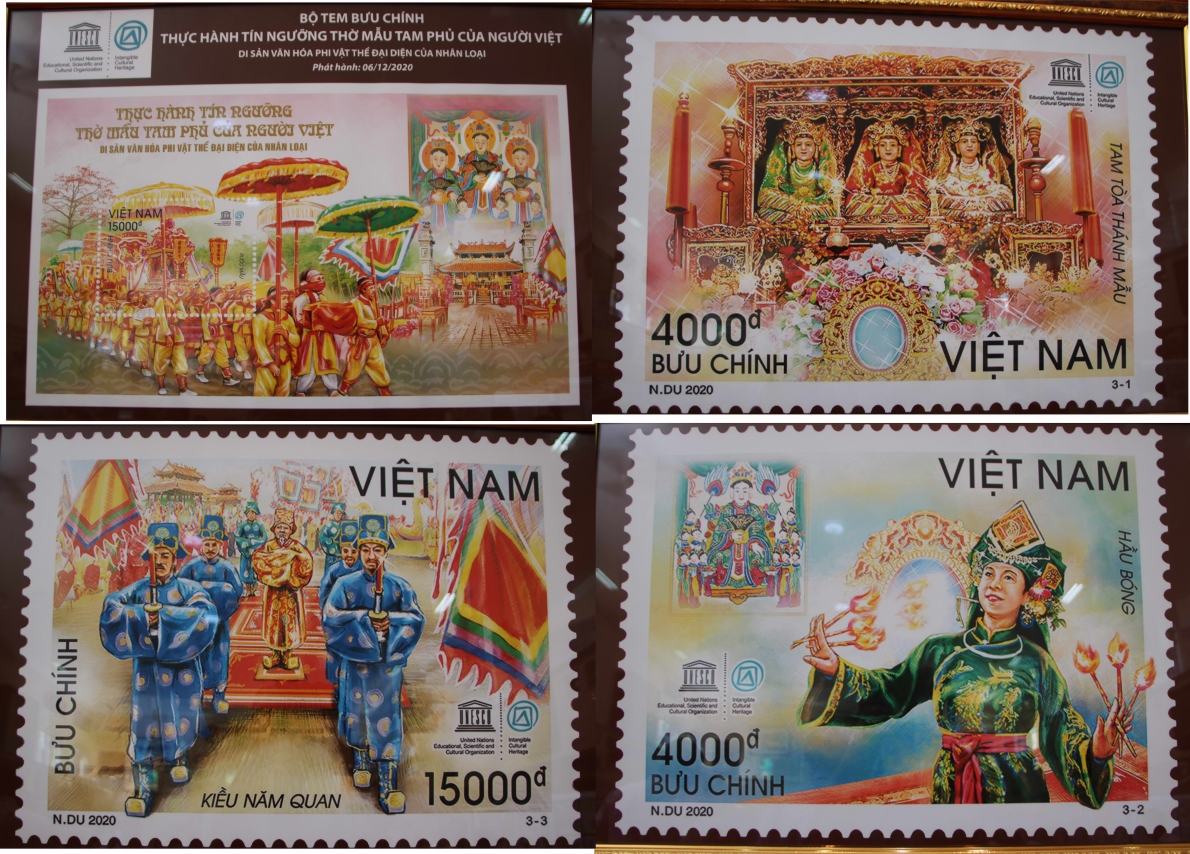 Ra mắt bộ tem bưu chính “Tín ngưỡng thờ Mẫu Tam phủ của người Việt - Di sản văn hoá phi vật thể đại diện của nhân loại”