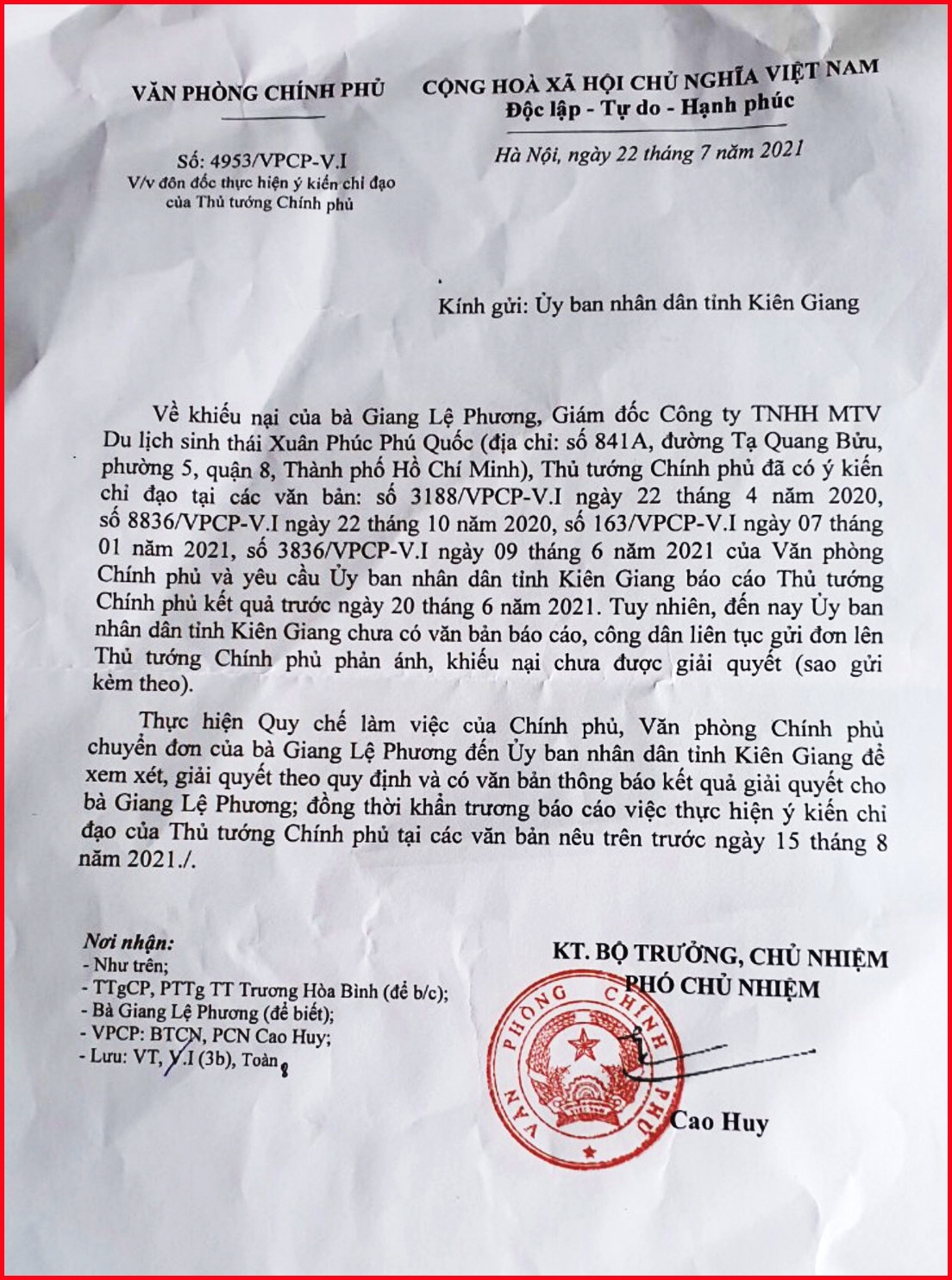 TP. Phú Quốc: Ngang nhiên xâm chiếm đất dự án đang chờ UBND tỉnh Kiên Giang báo cáo Thủ tướng Chính phủ