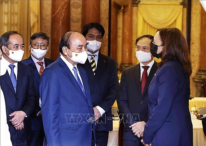 Chủ tịch nước Nguyễn Xuân Phúc tiếp Phó Tổng thống Hoa Kỳ Kamala Harris