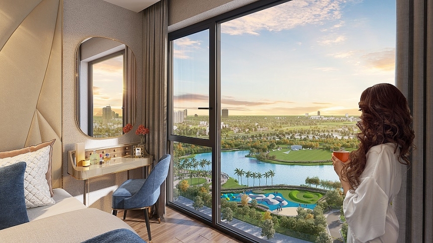 Các phòng ngủ trong căn hộ lớn và căn hộ nhỏ của Dual Key The Matrix One đều sở hữu tầm view ôm trọn công viên 14ha xanh mát