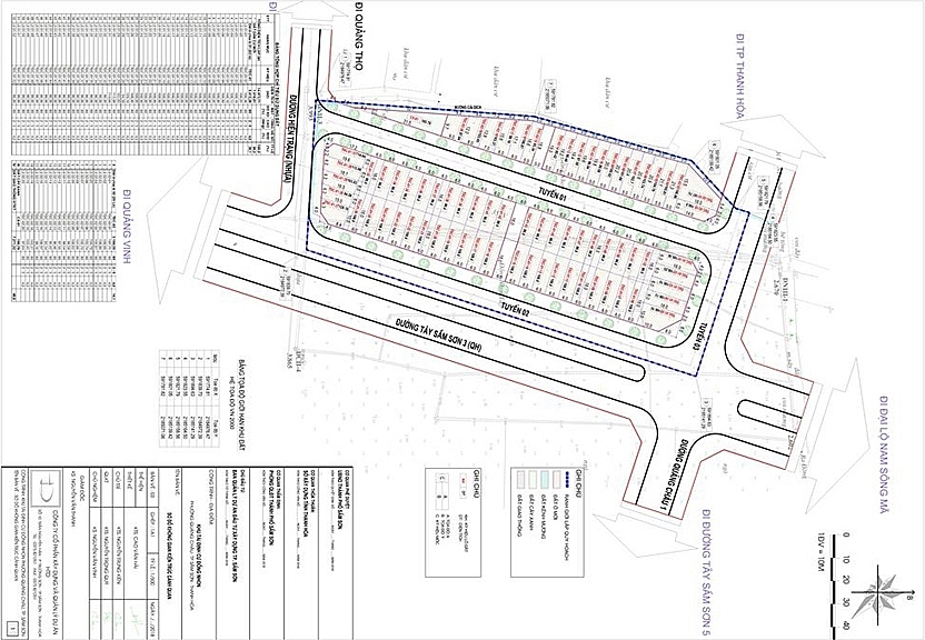 Sơ đồ không gian kiến trúc cảnh quan Khu tái định cư Đồng Nhon, phường Quảng Châu, TP Sầm Sơn.