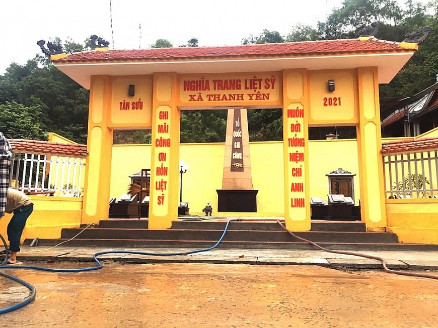 Nghĩa trang liệt sỹ xã Thanh Yên mới xây dựng hết 1,3 tỷ đồng, kinh phí do nhân dân địa phương ủng hộ.