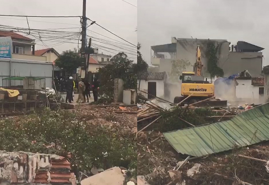 Quang cảnh cưỡng chế nhà dân.