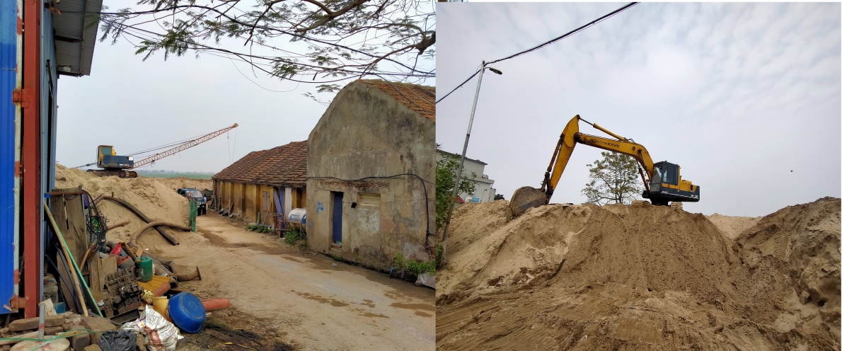 Hàng lang đê Hữu Hồng thuộc địa bàn huyện Trực Ninh đang bị xâm hại nghiêm trọng