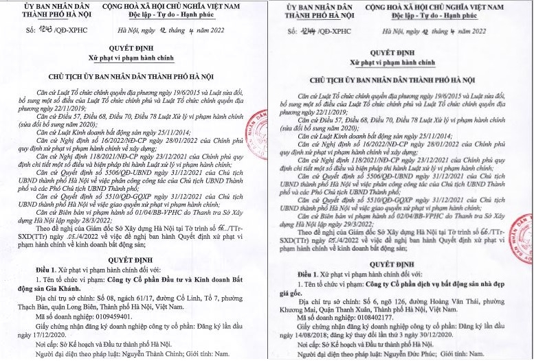 Xử phạt 2 công ty mua bán, huy động vốn trái phép dự án KĐT mới Thanh Lâm - Đại Thịnh 2
