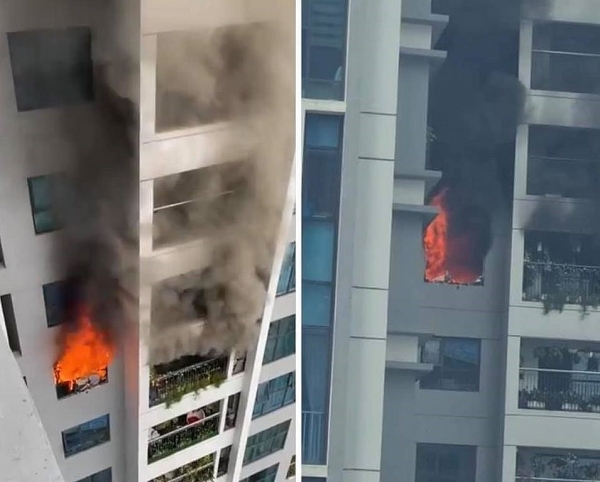 Cháy lớn tại căn hộ tầng 29 chung cư Goldmark City